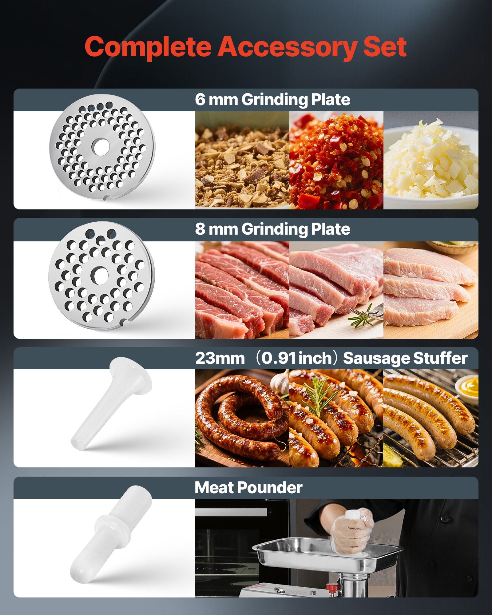 Commercial Electric Meat Grinder 9.2 Lbs/Min Sausage Stuffer Maker Kitchen