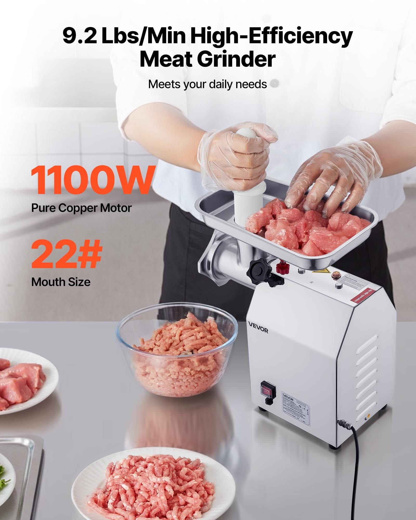 Commercial Electric Meat Grinder 9.2 Lbs/Min Sausage Stuffer Maker Kitchen