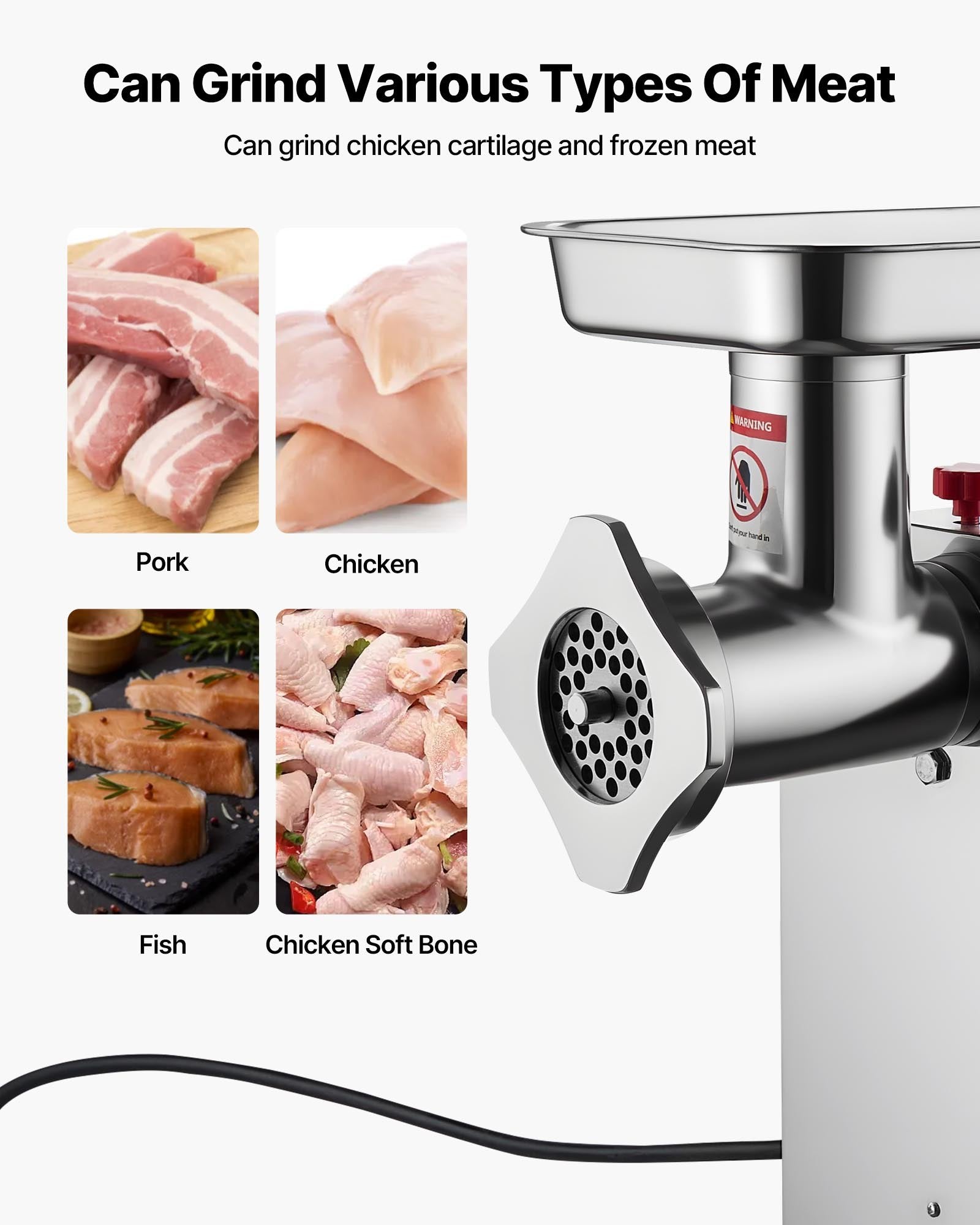 Commercial Electric Meat Grinder 9.2 Lbs/Min Sausage Stuffer Maker Kitchen