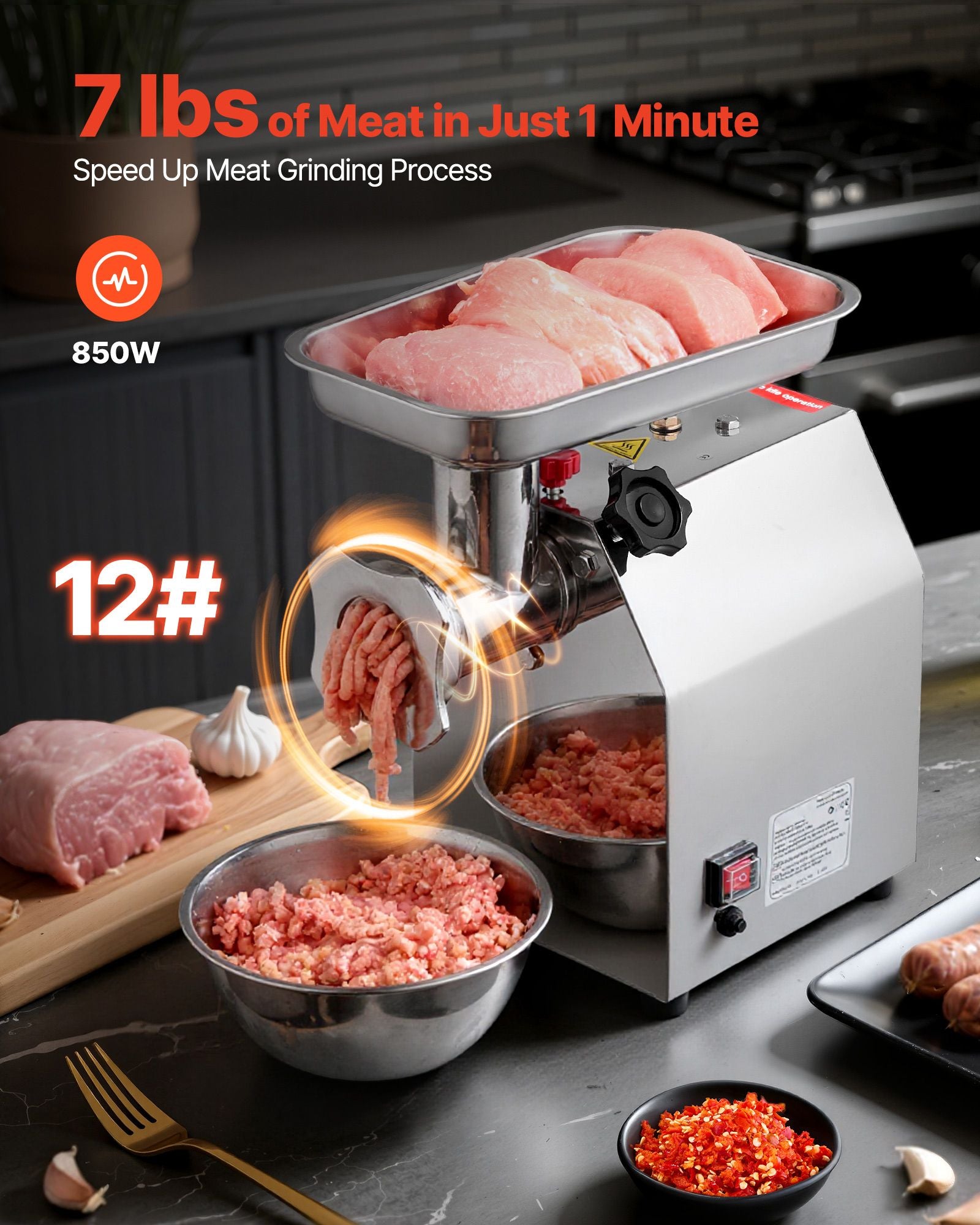Commercial Electric Meat Grinder 5.5 Lbs/Min Sausage Stuffer Maker Kitchen