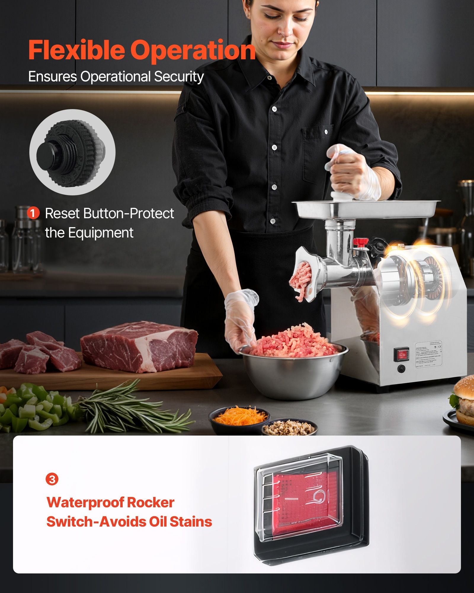 Commercial Electric Meat Grinder 5.5 Lbs/Min Sausage Stuffer Maker Kitchen