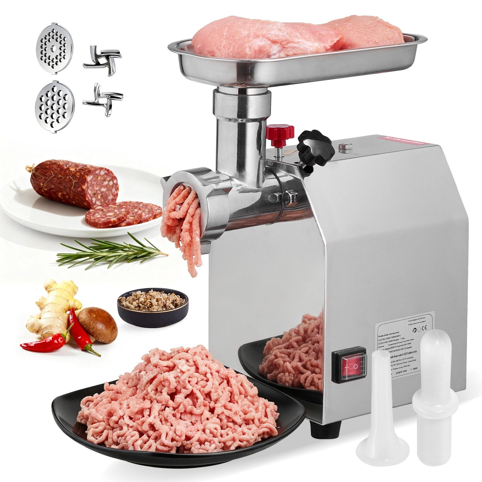 Commercial Electric Meat Grinder 4.5 Lbs/Min Sausage Stuffer Maker Kitchen
