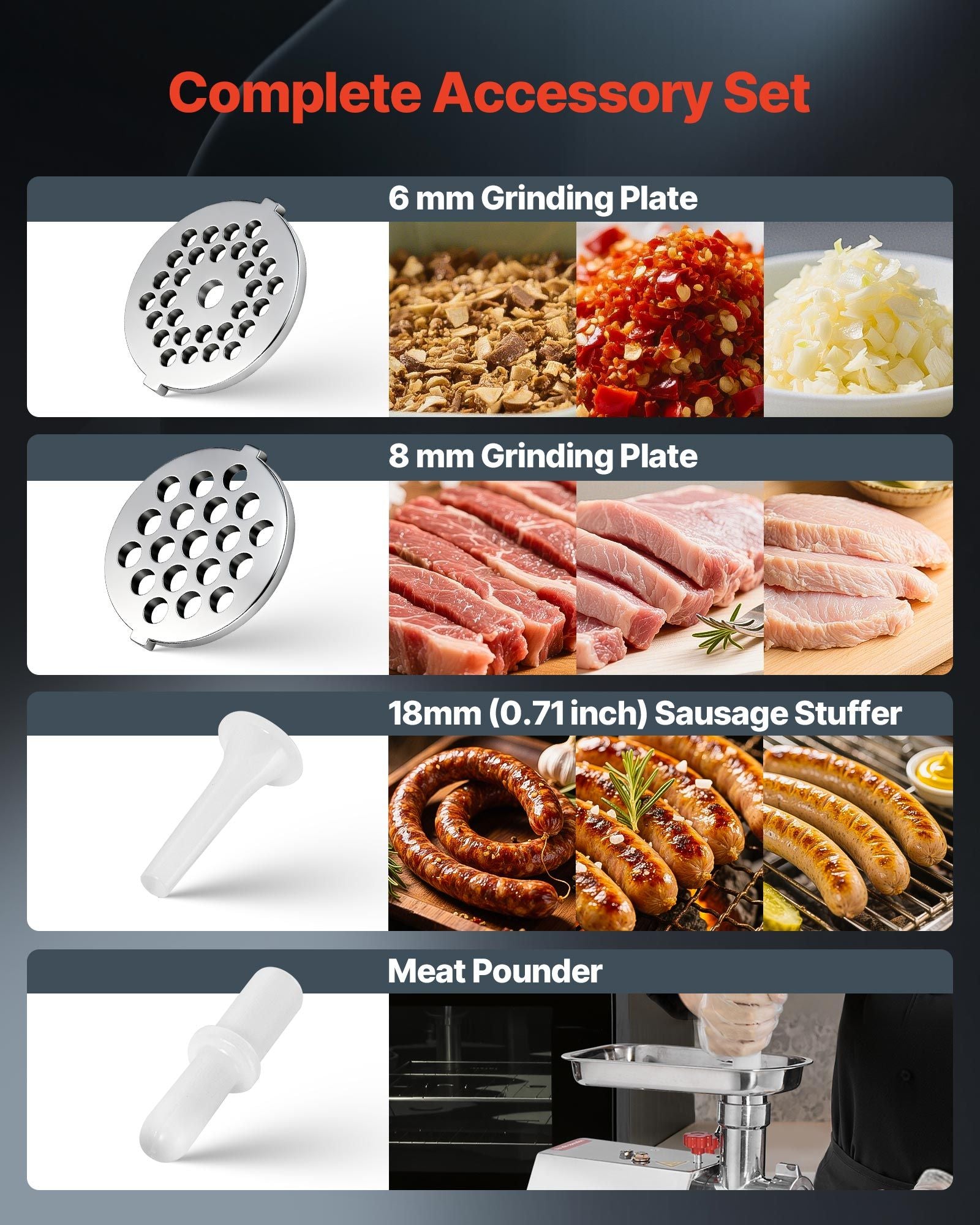Commercial Electric Meat Grinder 4.5 Lbs/Min Sausage Stuffer Maker Kitchen