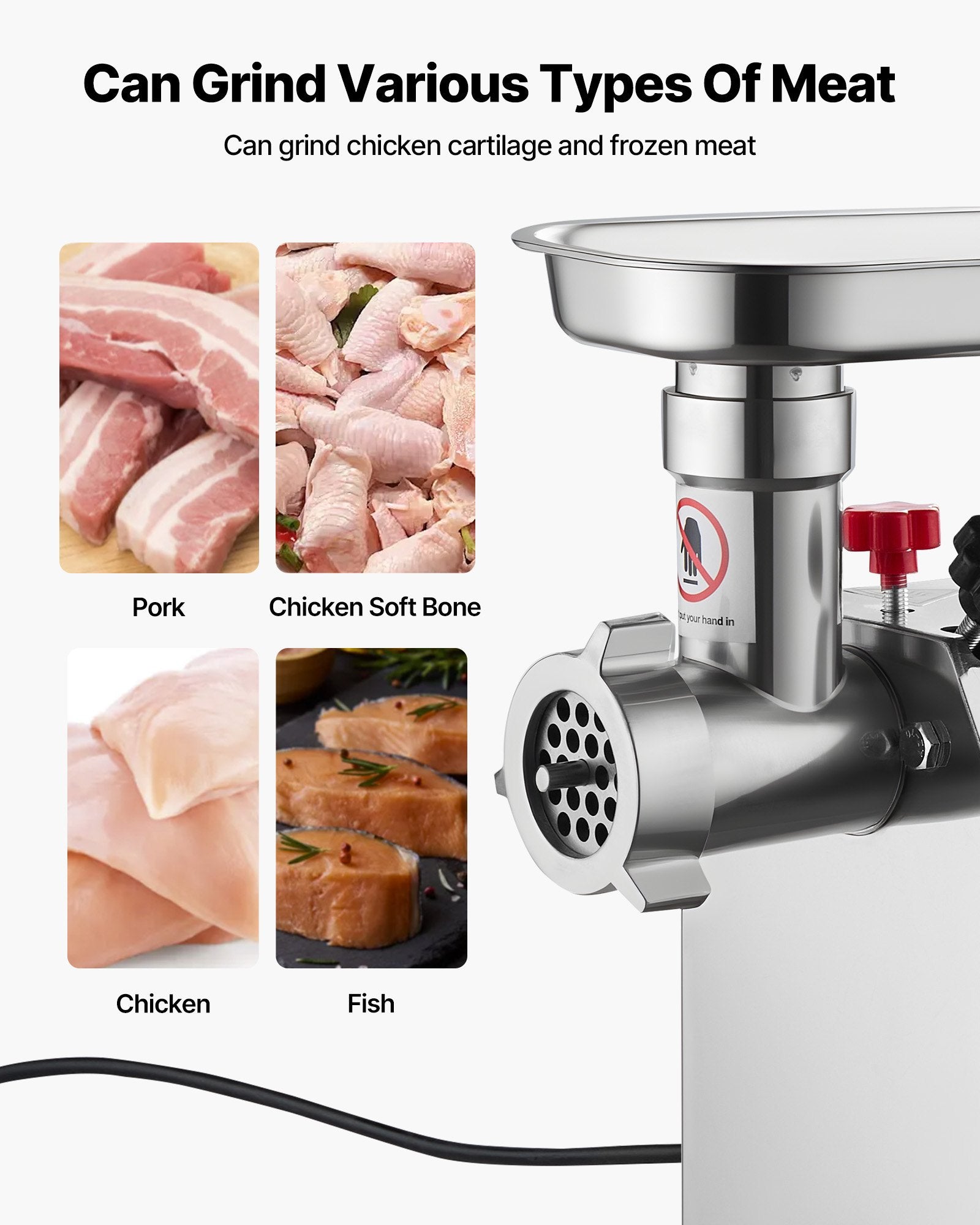 Commercial Electric Meat Grinder 4.5 Lbs/Min Sausage Stuffer Maker Kitchen