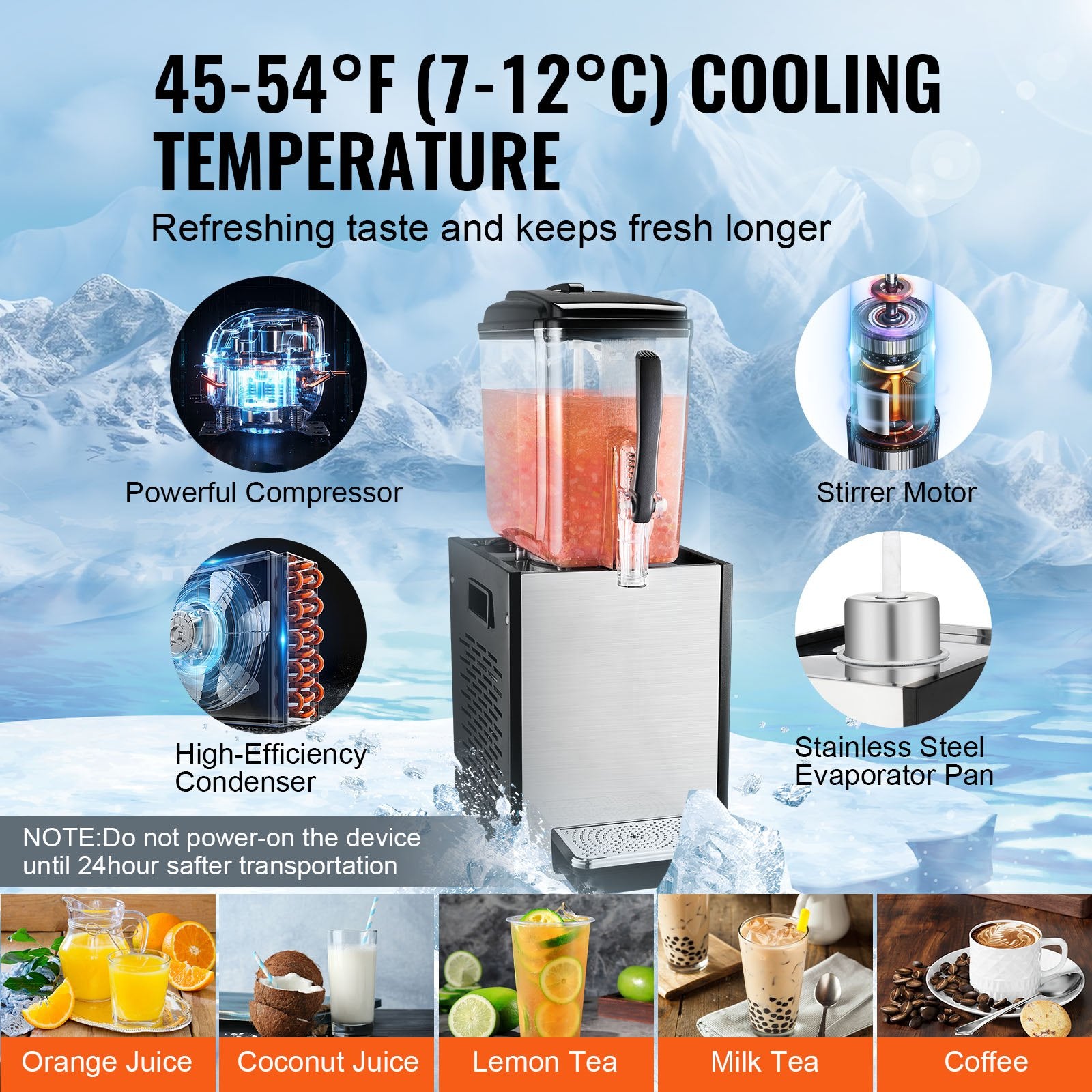 Commercial Beverage Dispenser 12L Cold Juice Ice Drink Dispenser for Party