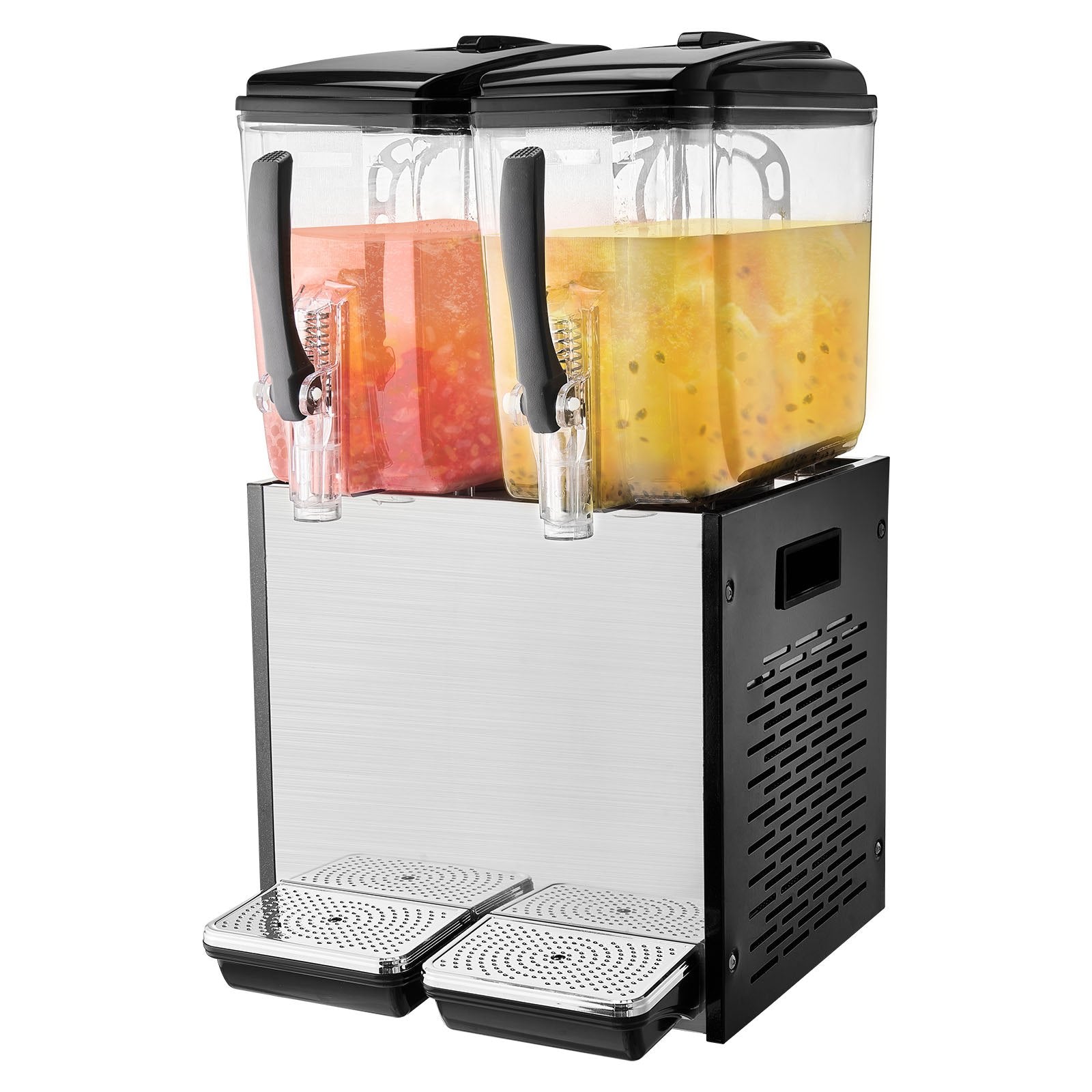 Commercial Beverage Dispenser, 2 Tanks 12 L Per Tank Juice Dispenser, 286W Stainless Steel Ice Tea Drink Machine with 7℃-12℃ Cooling Temperature, for Cold Drink Restaurant Bar Party