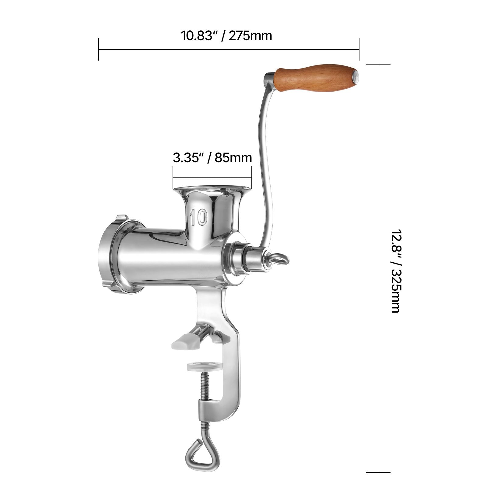 Heavy Duty Meat Grinder Manual Sausage Filler Stainless Steel with Clamp