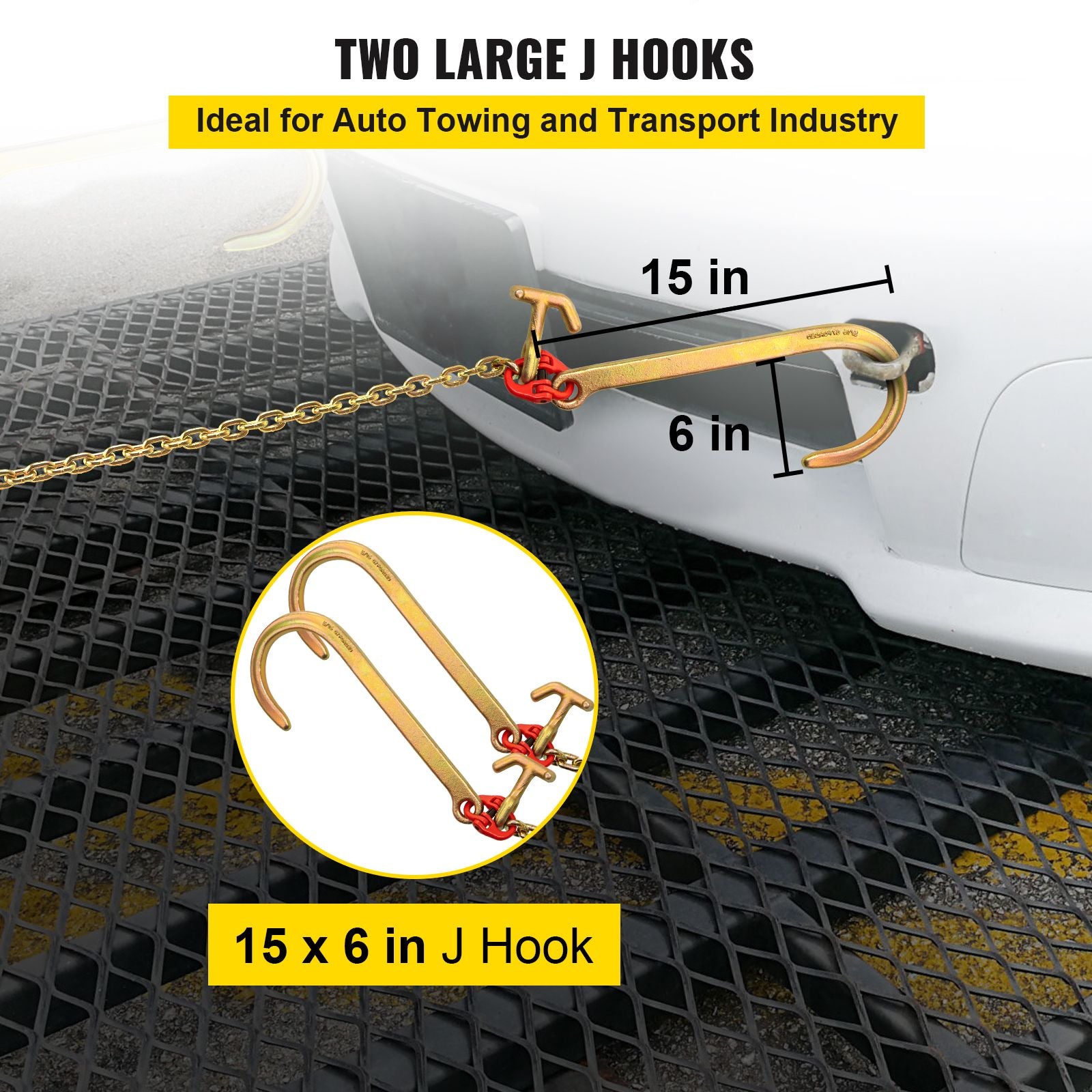 5/16" x 2ft Grade 80 V Bridle Tow Chain 10800lbs Heavy Duty Transport