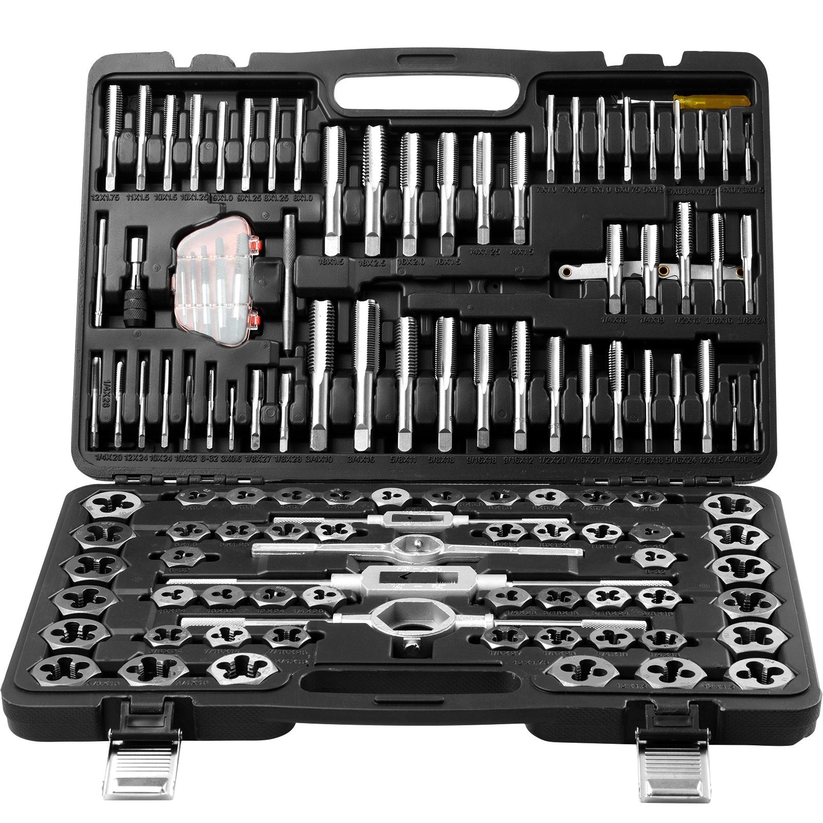 Tap and Die Set, 116-Piece Include Metric and SAE Size, Bearing Steel Taps and Dies, Essential Threading Tool for Cutting External Internal Threads, with Complete Accessories and Storage Case