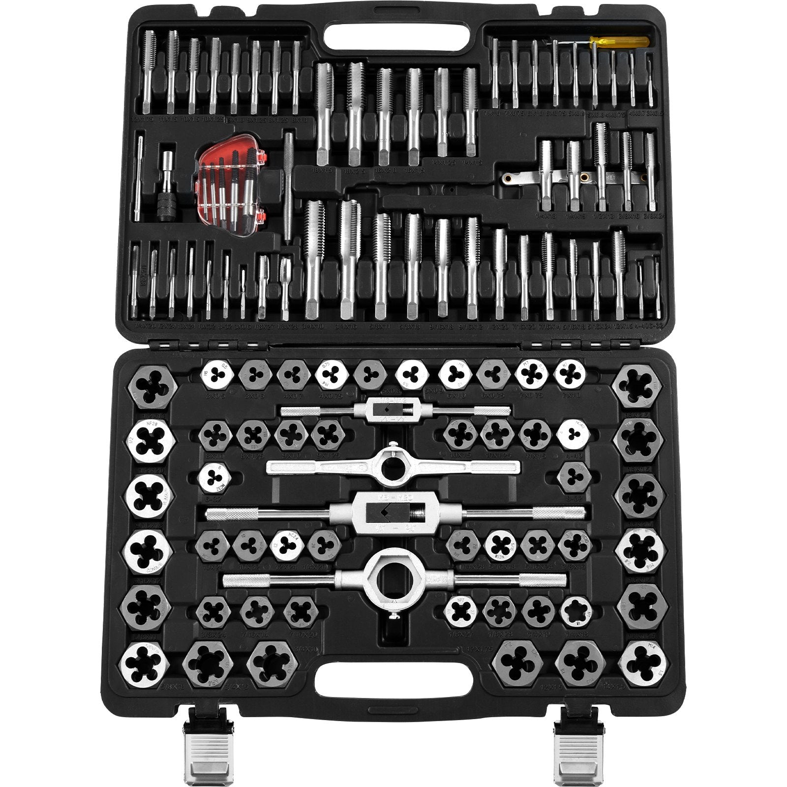 Tap and Die Set, 116-Piece Include Metric and SAE Size, Bearing Steel Taps and Dies, Essential Threading Tool for Cutting External Internal Threads, with Complete Accessories and Storage Case