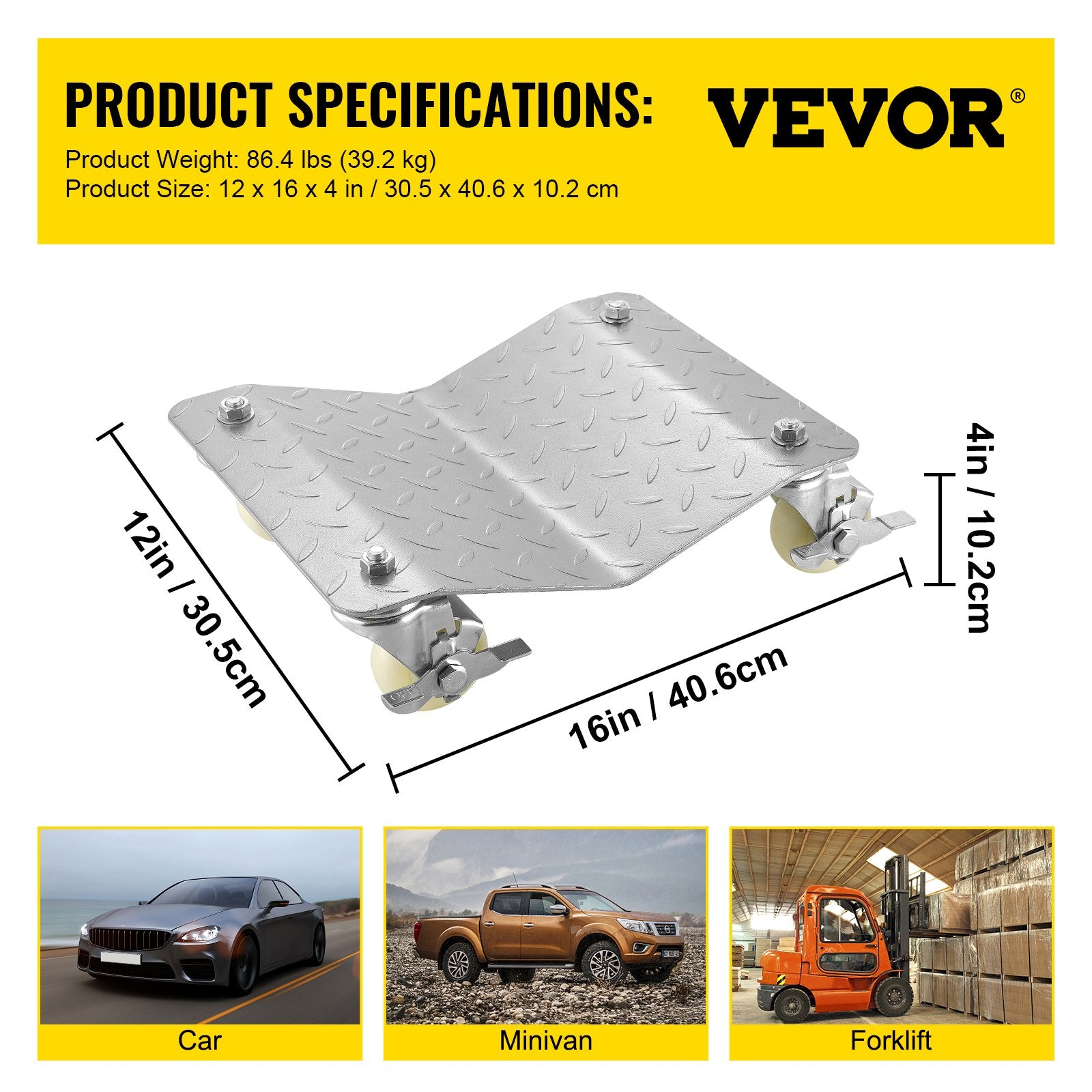 VEVOR 2 Pcs Tire Wheel Dollies 12