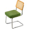 Rattan Chairs, Set of 2, Mid Century Modern Dining Chair, Upholstered Velvet Accent Chair with Rattan Back, Retro Dining Room Kitchen Chair for Living Room, Bedroom, Reading Room, Office, Green