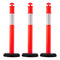 3 Pack Traffic Delineator Posts, 1140 mm Traffic Safety Cones with Fillable Base and Reflective Strips, Heavy Duty Delineator Posts for Construction Site, Parking Lot, Crowd Control, Red