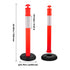 3 Pack Traffic Delineator Posts, 1140 mm Traffic Safety Cones with Fillable Base and Reflective Strips, Heavy Duty Delineator Posts for Construction Site, Parking Lot, Crowd Control, Red