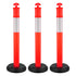 3 Pack Traffic Delineator Posts, 1140 mm Traffic Safety Cones with Fillable Base and Reflective Strips, Heavy Duty Delineator Posts for Construction Site, Parking Lot, Crowd Control, Red