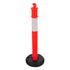 3 Pack Traffic Delineator Posts, 1140 mm Traffic Safety Cones with Fillable Base and Reflective Strips, Heavy Duty Delineator Posts for Construction Site, Parking Lot, Crowd Control, Red