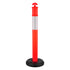 3 Pack Traffic Delineator Posts, 1140 mm Traffic Safety Cones with Fillable Base and Reflective Strips, Heavy Duty Delineator Posts for Construction Site, Parking Lot, Crowd Control, Red