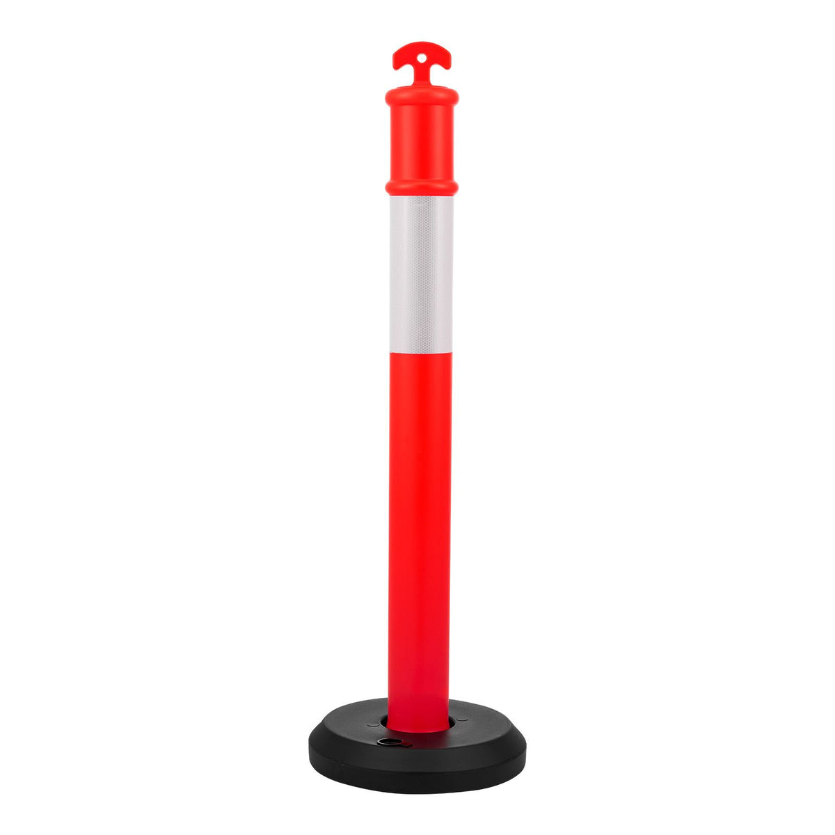 3 Pack Traffic Delineator Posts, 1140 mm Traffic Safety Cones with Fillable Base and Reflective Strips, Heavy Duty Delineator Posts for Construction Site, Parking Lot, Crowd Control, Red