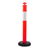 3 Pack Traffic Delineator Posts, 1140 mm Traffic Safety Cones with Fillable Base and Reflective Strips, Heavy Duty Delineator Posts for Construction Site, Parking Lot, Crowd Control, Red