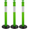 3 Pack Traffic Delineator Posts, 1140 mm Traffic Safety Cones with Fillable Base and Reflective Strips, Heavy Duty Delineator Posts for Construction Site, Parking Lot, Crowd Control, Green