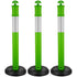 3 Pack Traffic Delineator Posts, 1140 mm Traffic Safety Cones with Fillable Base and Reflective Strips, Heavy Duty Delineator Posts for Construction Site, Parking Lot, Crowd Control, Green