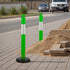 3 Pack Traffic Delineator Posts, 1140 mm Traffic Safety Cones with Fillable Base and Reflective Strips, Heavy Duty Delineator Posts for Construction Site, Parking Lot, Crowd Control, Green