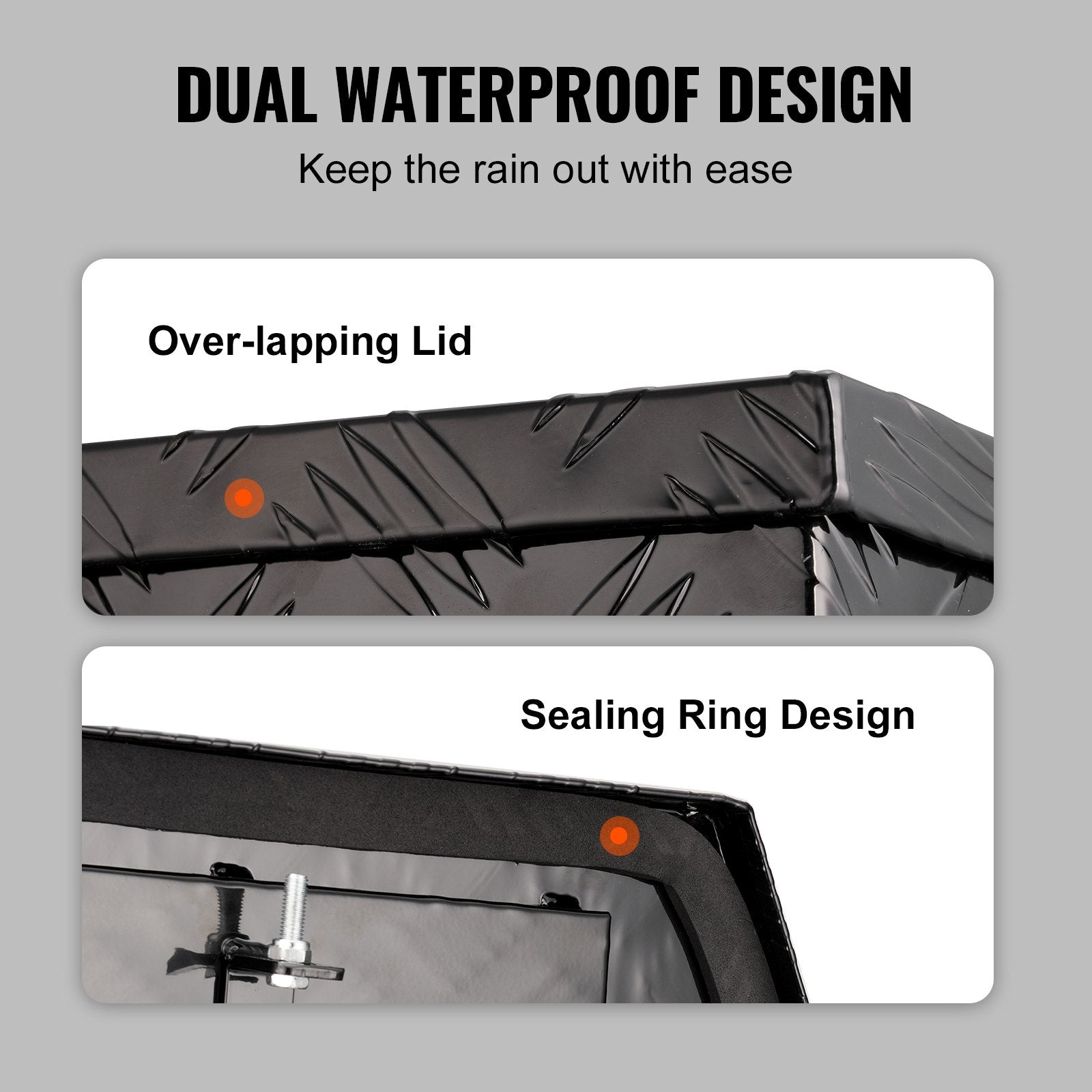 Trailer Tongue Box, Aluminum Alloy Diamond Plate Tongue Box Tool Chest, Heavy Duty Trailer Box Storage with Lock and Keys, for Pickup Truck, RV, Trailer, 737 x 410 x 460 mm/29x16.5x18inch