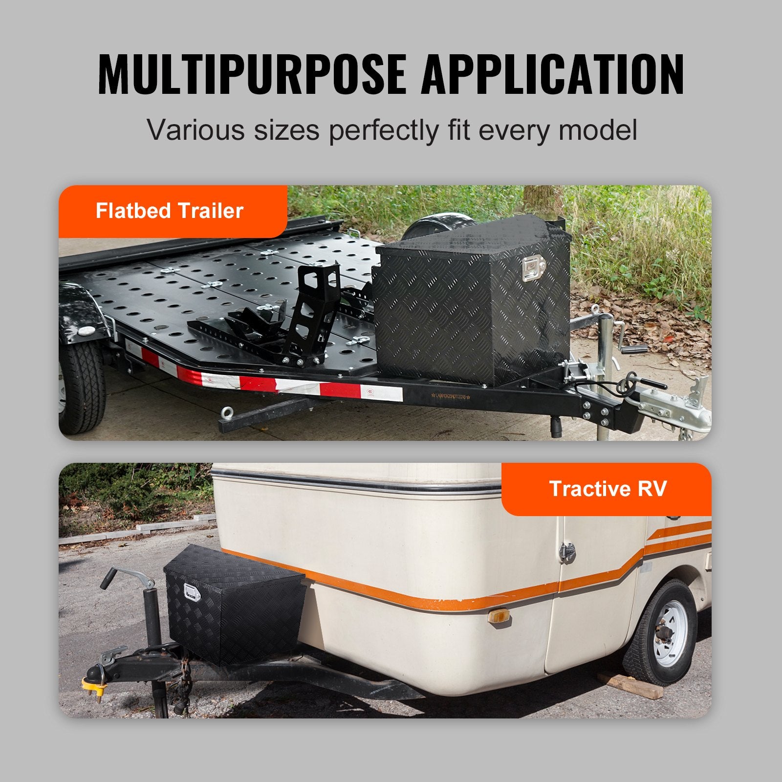 Trailer Tongue Box, Aluminum Alloy Diamond Plate Tongue Box Tool Chest, Heavy Duty Trailer Box Storage with Lock and Keys, for Pickup Truck, RV, Trailer, 737 x 410 x 460 mm/29x16.5x18inch