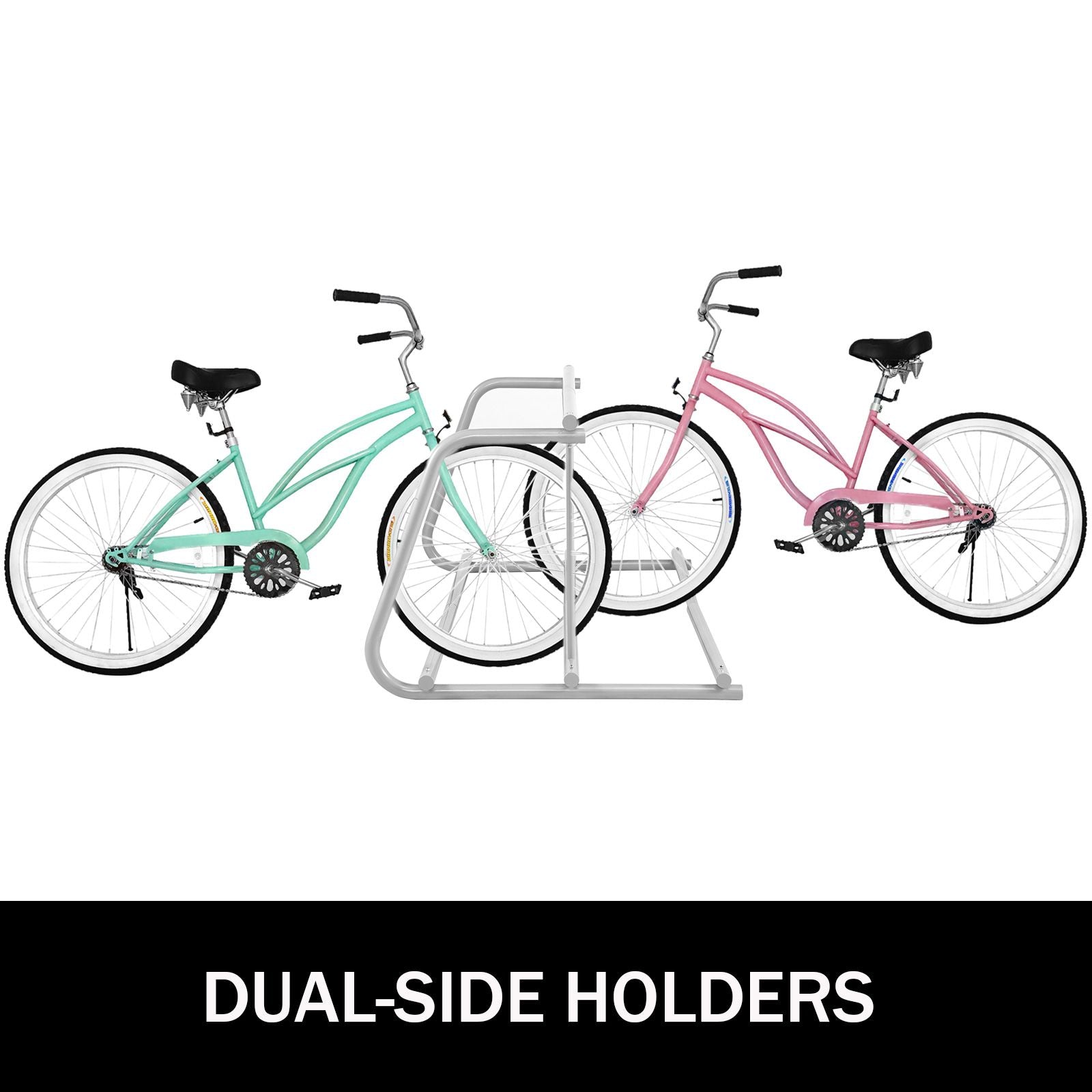 10 Bike Floor Rack Heavy Duty Steel Bicycle Storage Stand Dual-Sided 59 Inch