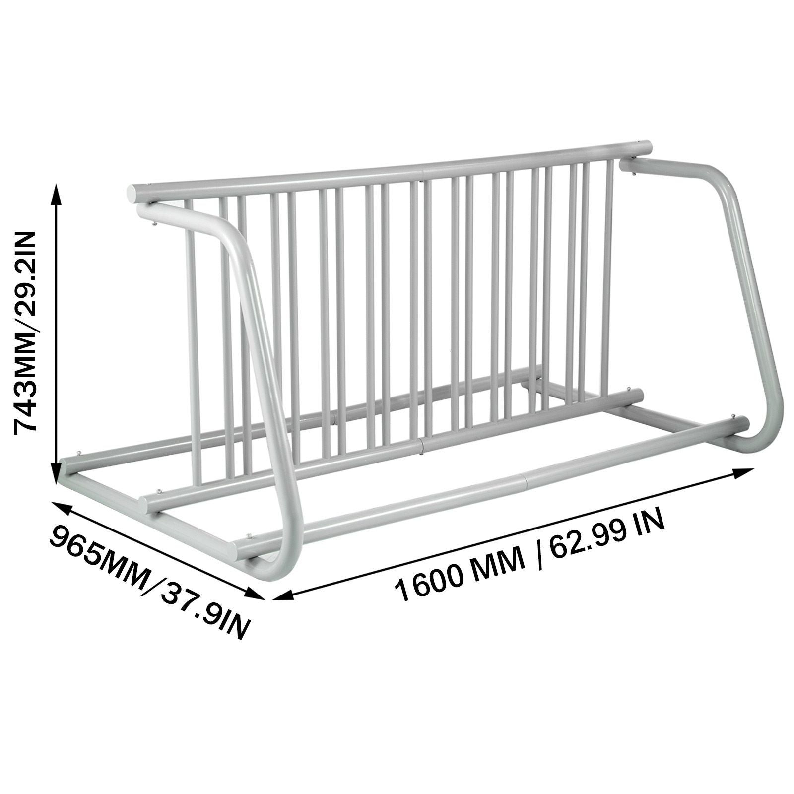 10 Bike Floor Rack Heavy Duty Steel Bicycle Storage Stand Dual-Sided 59 Inch