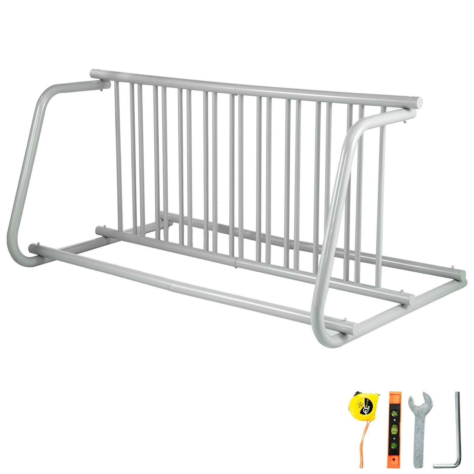 10 Holders Floor Bike Rack, 59" Length All-Steel Grid Bike Rack, 10-Bike Capacity Dual-Side Storage Stand for Garages Streets Yards Bike Events