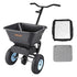 Lawn Spreader, 100LBS Capacity, Walk-Behind Push Spreader, 0-9.8ft Spreading Width, 13 in All Terrain Pneumatic Tires, Fertilizer Spreaders with Hopper Grate, for Seed Salt Ice Melt
