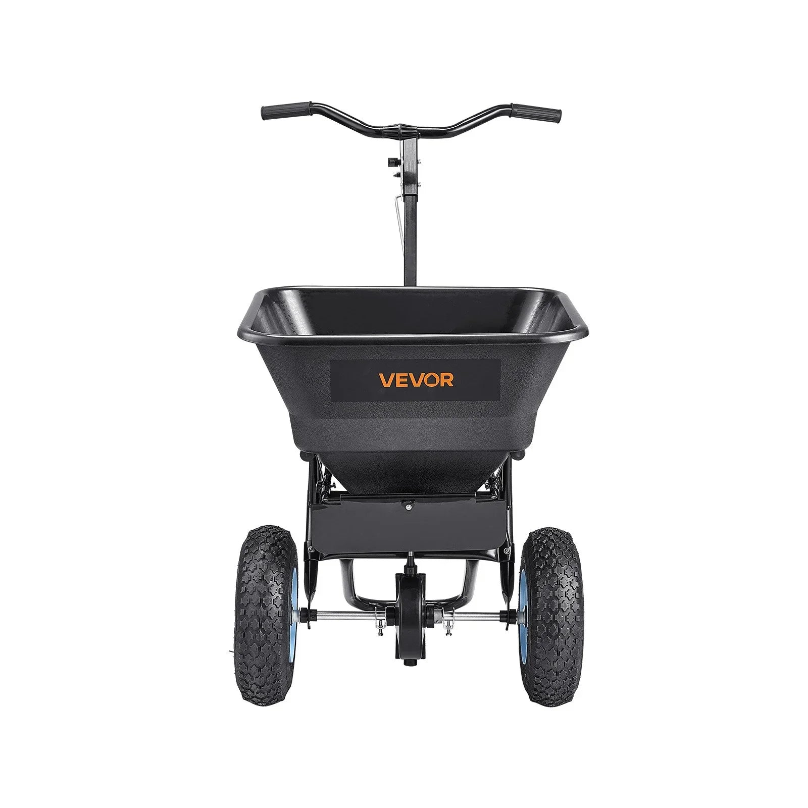 Lawn Spreader, 100LBS Capacity, Walk-Behind Push Spreader, 0-9.8ft Spreading Width, 13 in All Terrain Pneumatic Tires, Fertilizer Spreaders with Hopper Grate, for Seed Salt Ice Melt