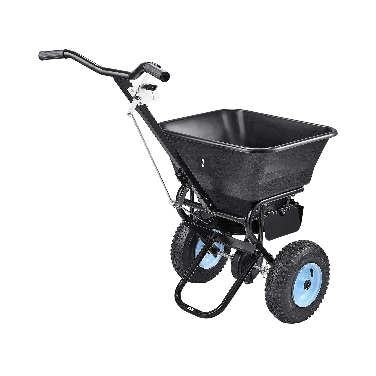 Lawn Spreader, 100LBS Capacity, Walk-Behind Push Spreader, 0-9.8ft Spreading Width, 13 in All Terrain Pneumatic Tires, Fertilizer Spreaders with Hopper Grate, for Seed Salt Ice Melt