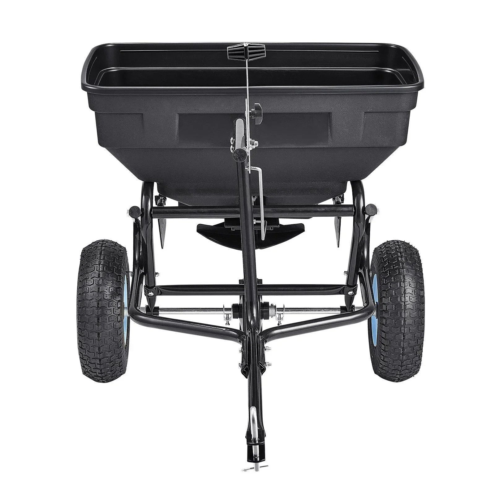 Tow Behind Broadcast Spreader, 130LBS Capacity, Tow/Push Garden Spreader with 13 in Tires, 30 Adjustable Setting & 9.8 ft Spreading Width, Lawn Spreaders for Seed, Fertilizer, Salt, Ice Melt