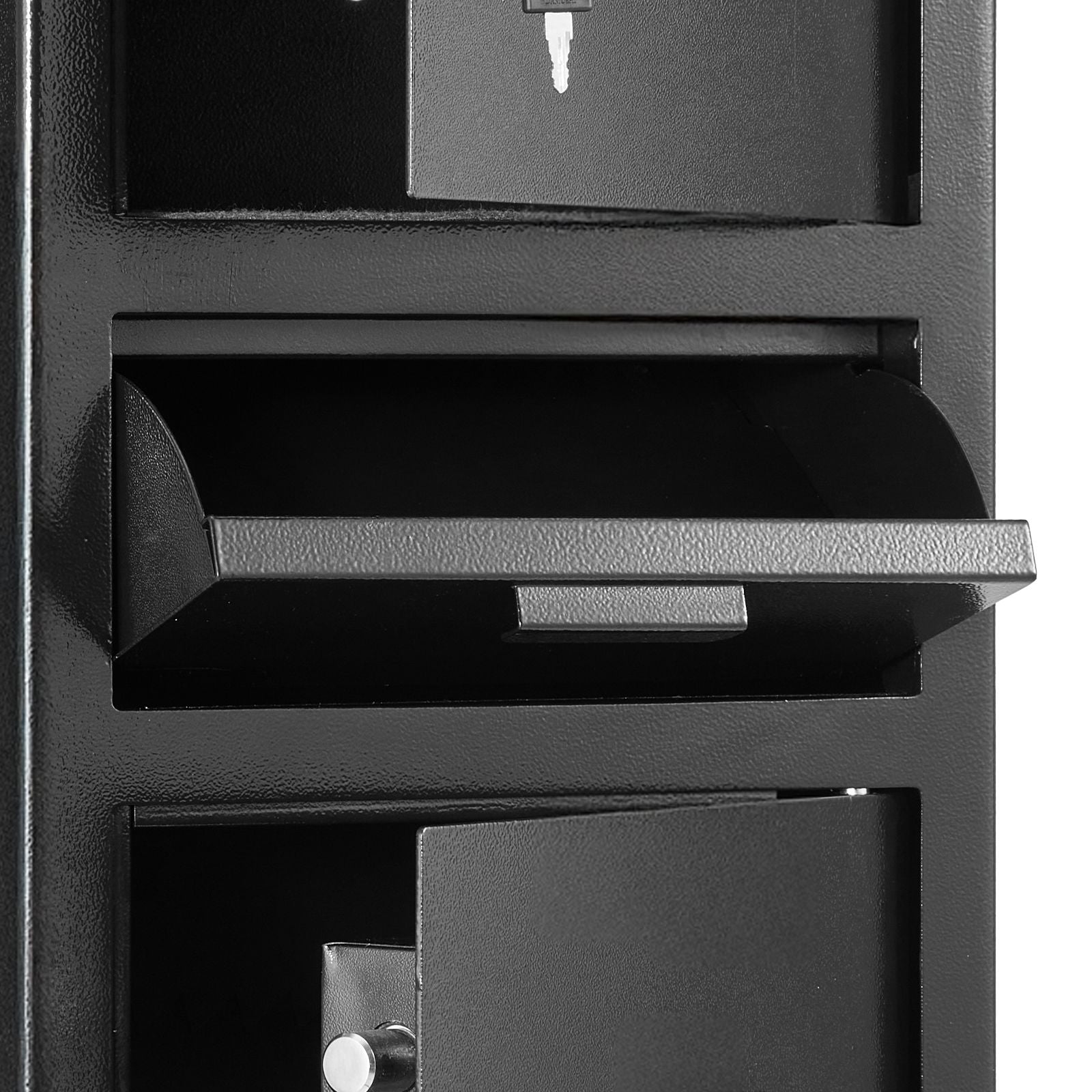3.6 Cubic Feet Drop Safe, Large Capacity Front Drop Slot Safe Box with Digital Keypad, Heavy Duty 3 Tiers Cash Depository Box with Spare Keys for Cash, Bank Slip, Jewelry, Document, Bill, Black