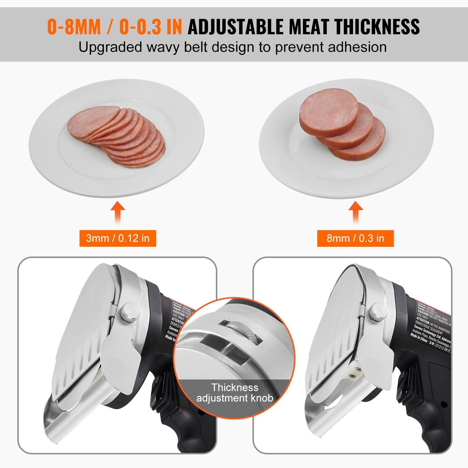 Electric Shawarma Knife, 80W Professional Turkish Kebab Knife, Commercial Stainless Steel Gyro Cutter, Doner Kebab Meat Slicer with 2 Blades, 100mm Blade Diameter, 0-8mm Adjustable Thickness