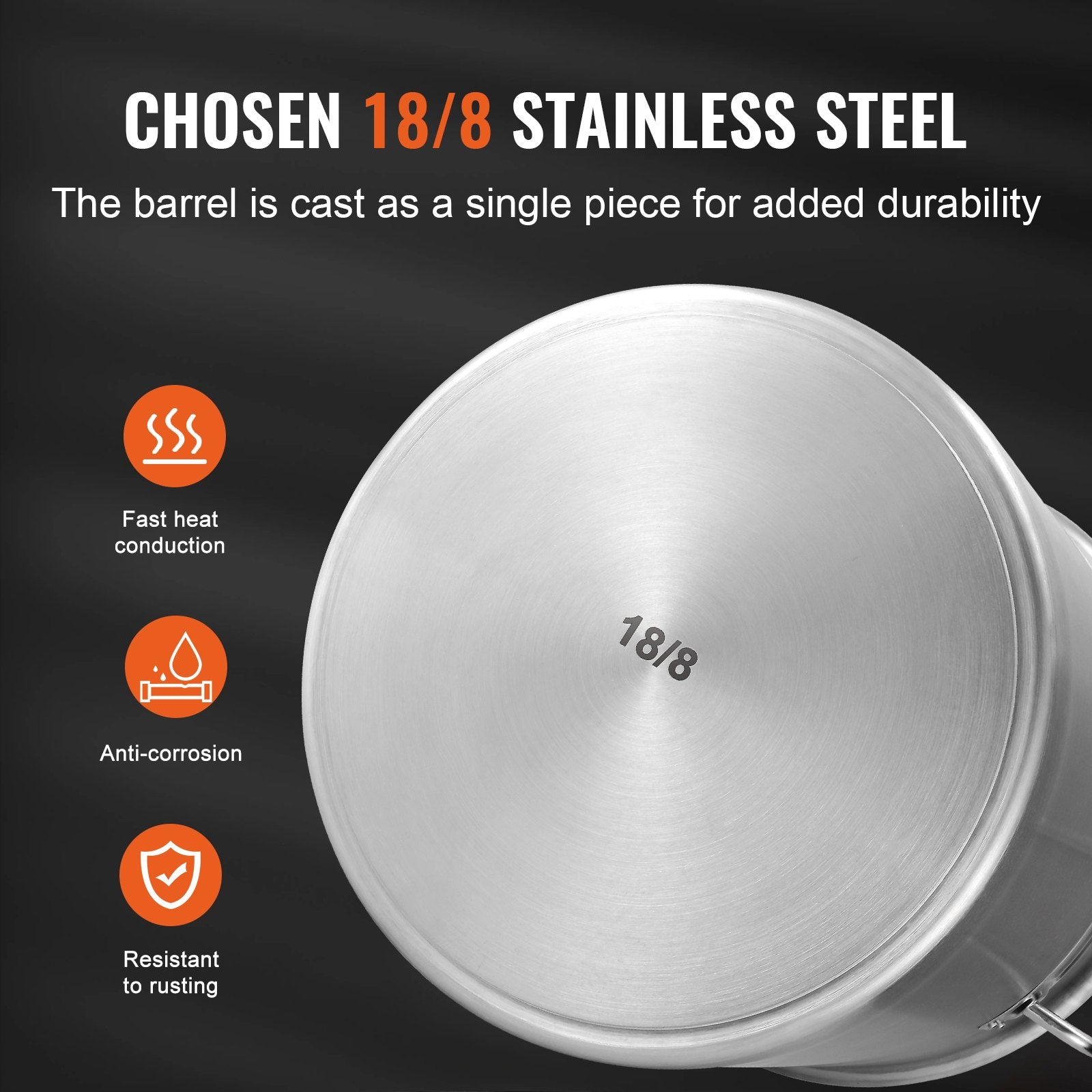 Stainless Steel Stockpot, 42 Quart Large Cooking Pots, Multipurpose Cookware Sauce Pot with Lid & Handle, Heavy Duty Commercial Grade Stock Pot, Sanding Treatment, for Large Groups Events Silver