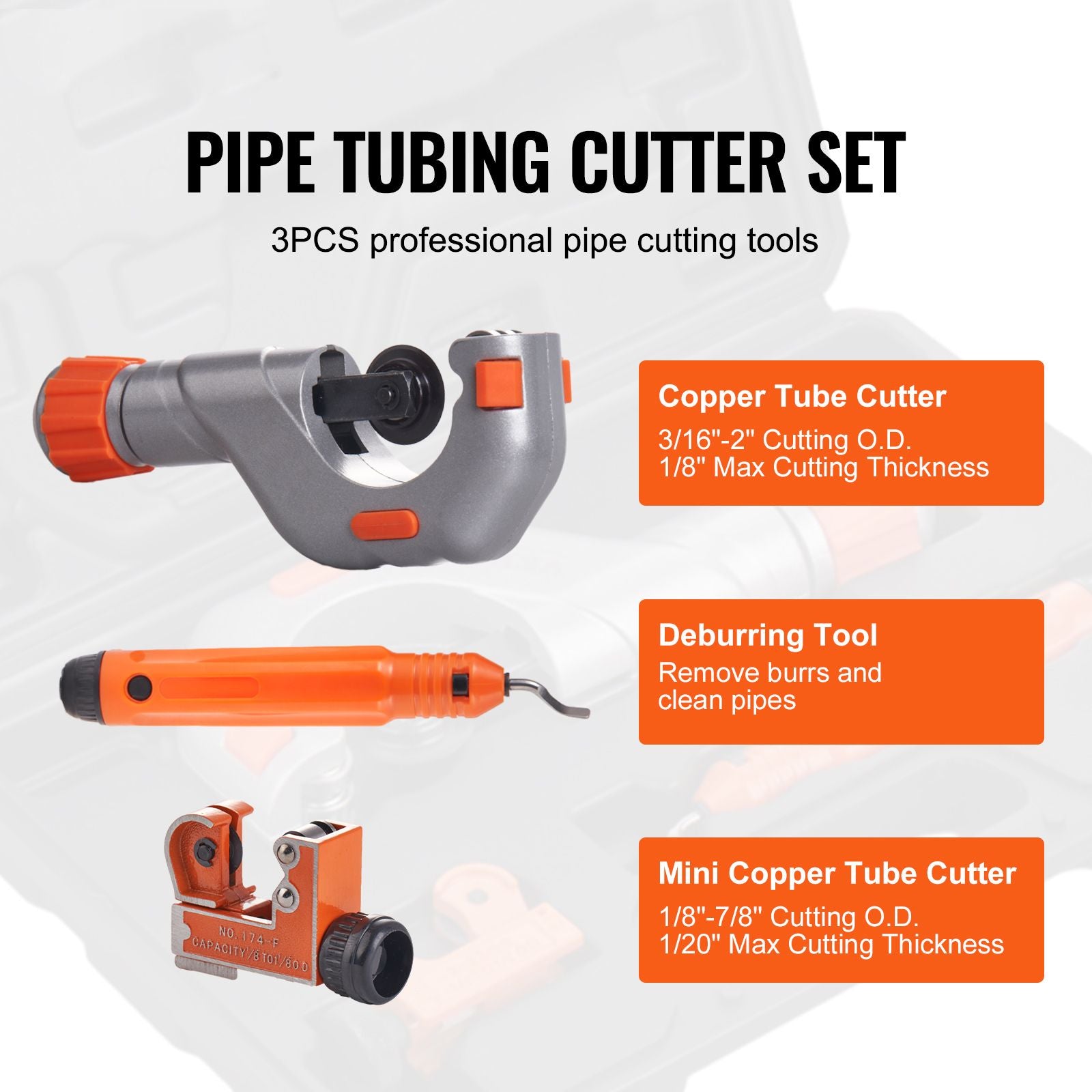 3PCS Pipe Cutter Set Copper Tube Cutter Mini Cutter & Deburring Tool