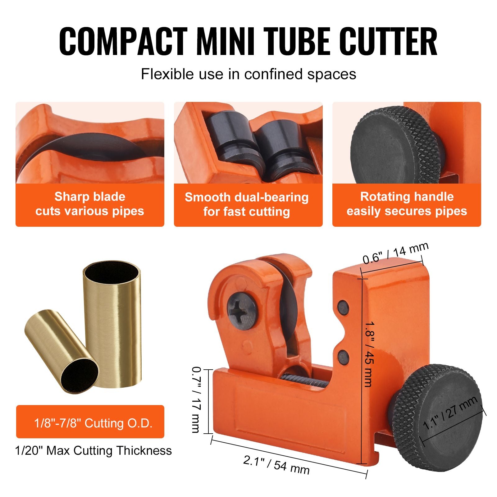 3PCS Pipe Cutter Set Copper Tube Cutter Mini Cutter & Deburring Tool