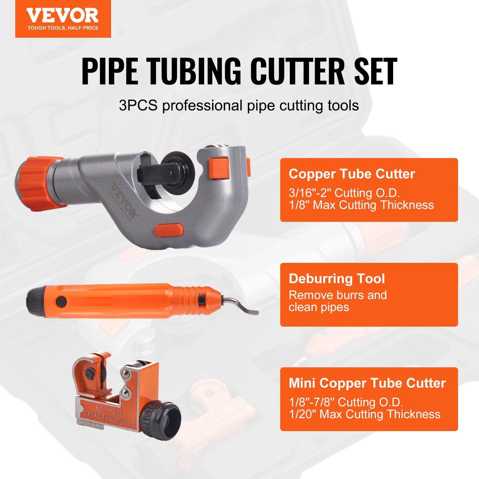 3PCS Tubing Cutter Set, 3/16