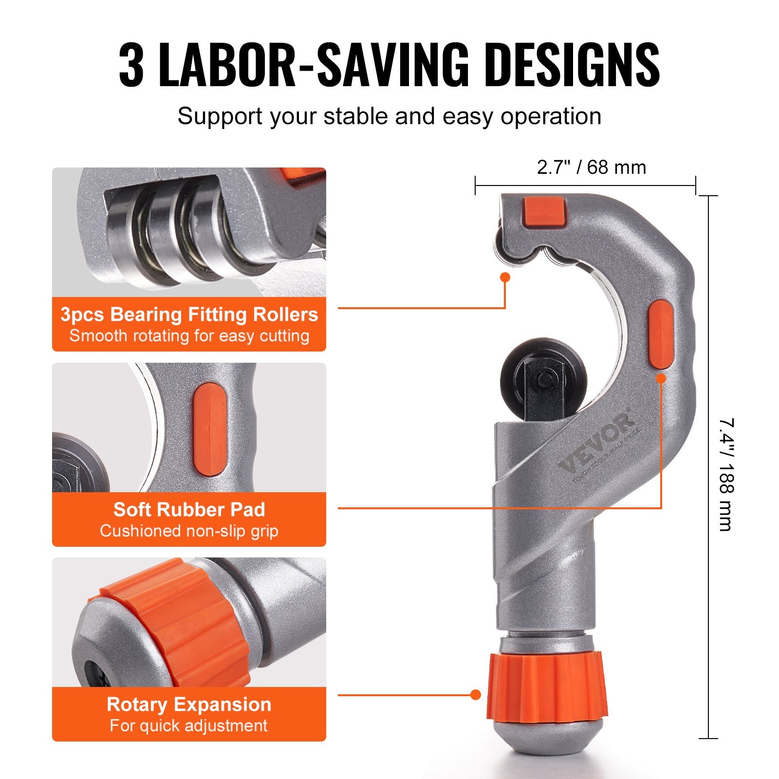 3PCS Tubing Cutter Set, 3/16