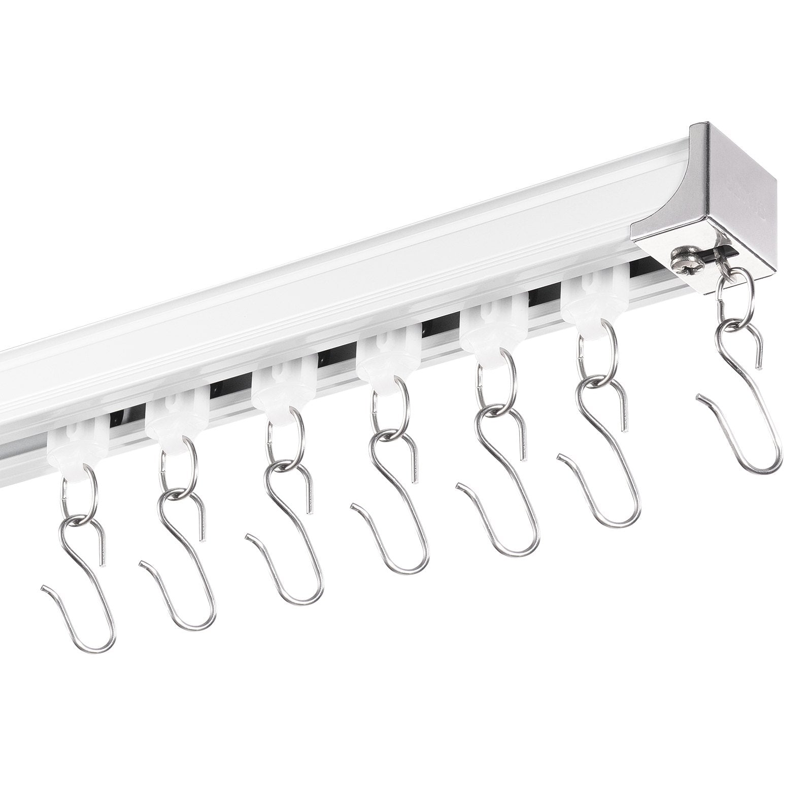 Ceiling Curtain Track Set 5.9 FT/1.8 Meter_oom Divider with Hooks White