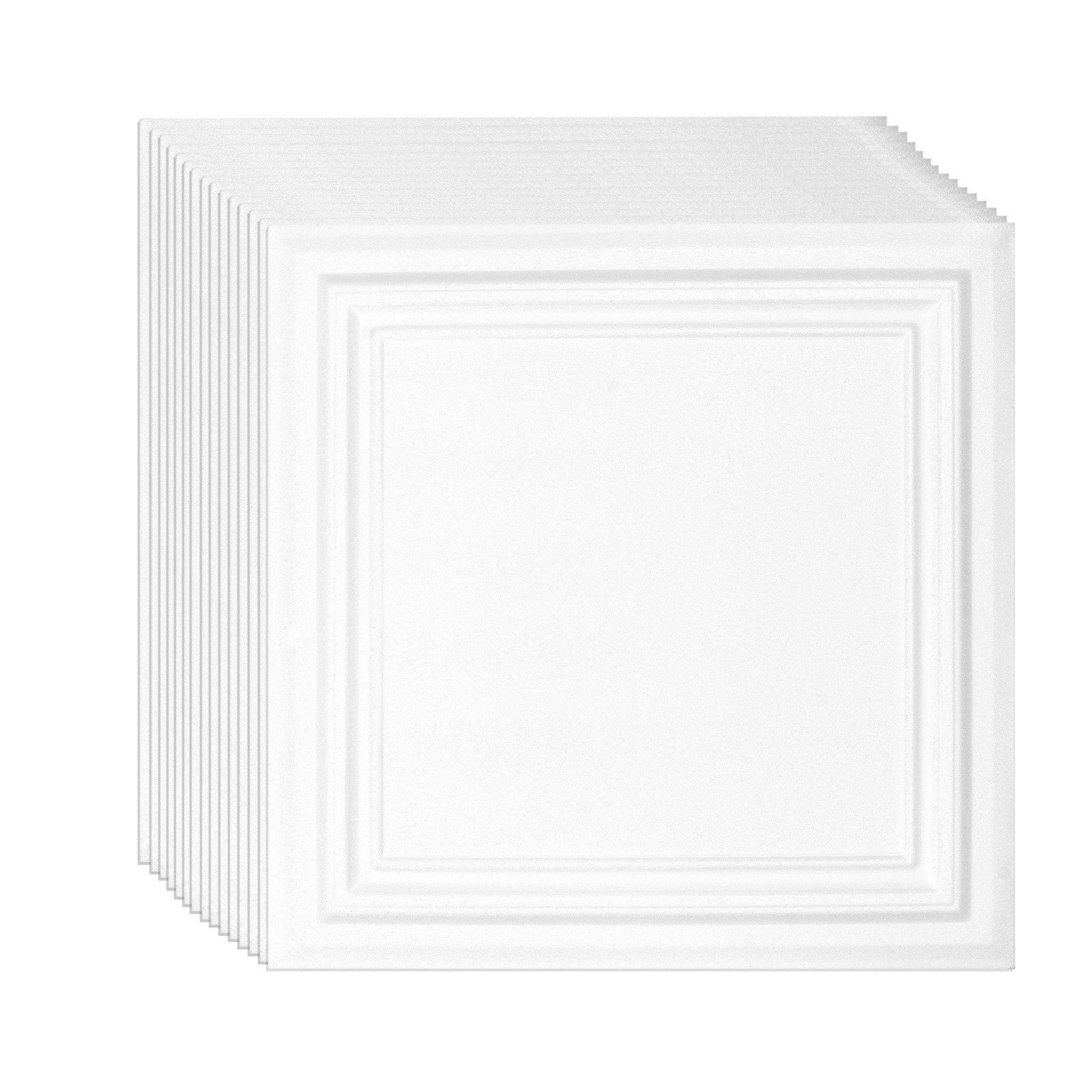 Ceiling Tiles, 16-Pack 20 x 20 in, Drop Ceiling Tiles Premium Polystyrene Sheet, Easy Installation/ Cutting Plastic Glue-up Ceiling Tile, Basement Ceiling Covering for Home/Office Decoration