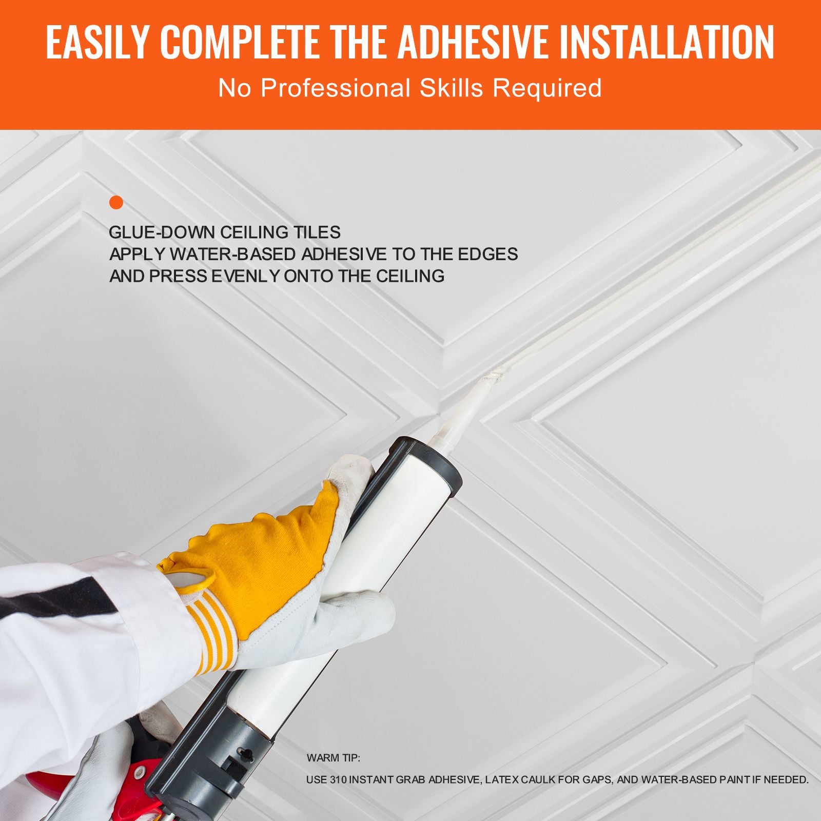 Ceiling Tiles 96-Pack 20 x 20 in Polystyrene Easy Installation Glue-up