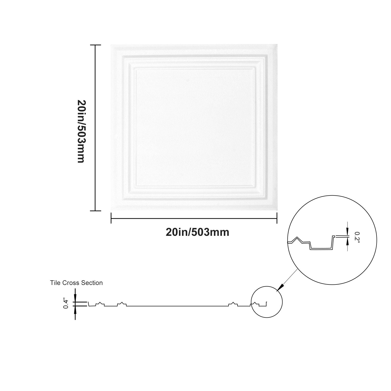 Ceiling Tiles 96-Pack 20 x 20 in Polystyrene Easy Installation Glue-up