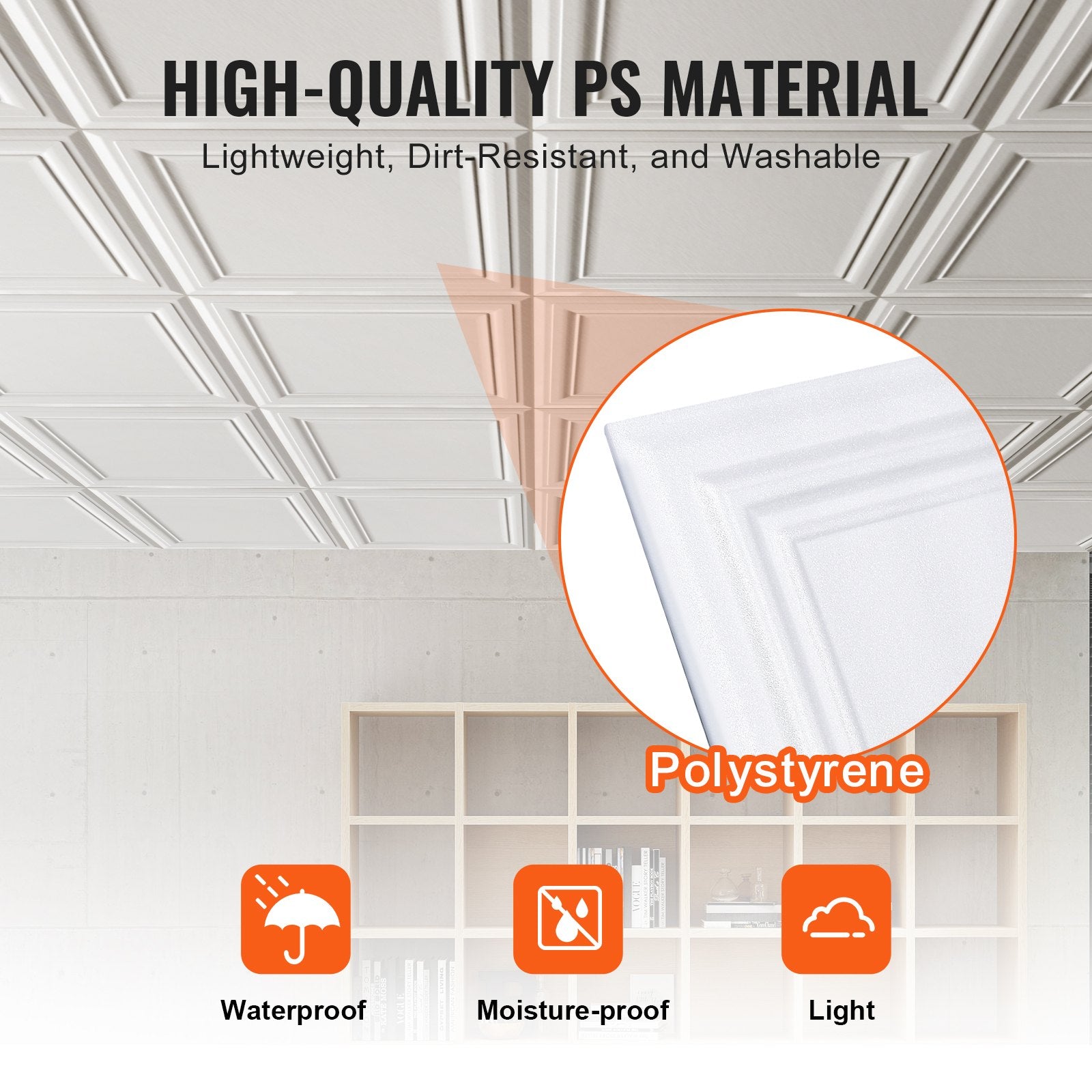 Ceiling Tiles 96-Pack 20 x 20 in Polystyrene Easy Installation Glue-up