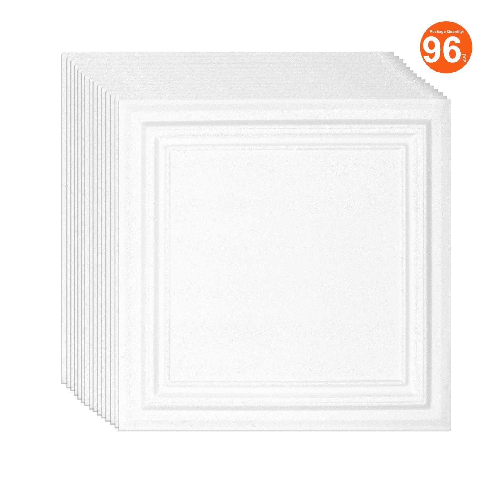 Ceiling Tiles 96-Pack 20 x 20 in Polystyrene Easy Installation Glue-up