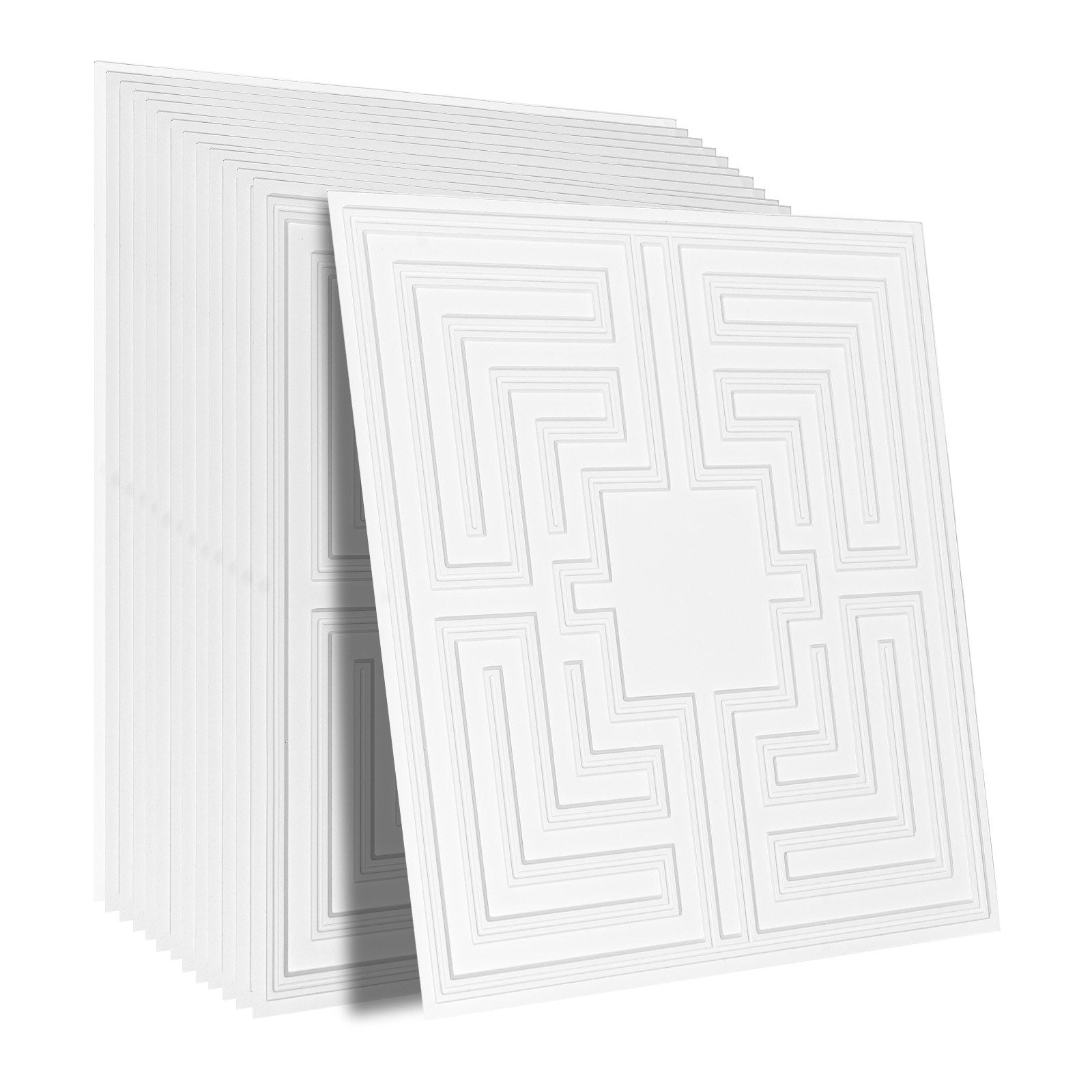 Ceiling Tiles 12-Pack 24 x 24 in PVC Easy Installation White Echo Pattern