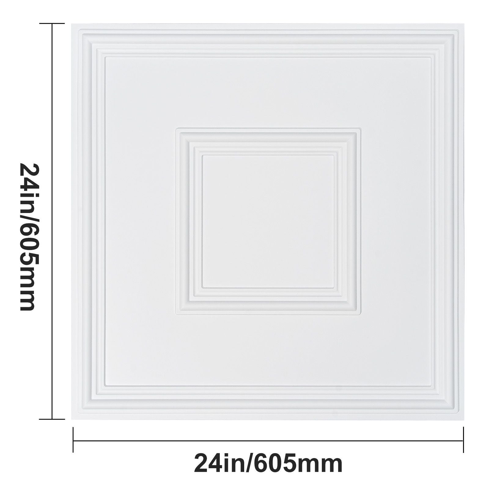 Ceiling Tiles 12-Pack 24 x 24 in PVC Easy Installation White Geometric